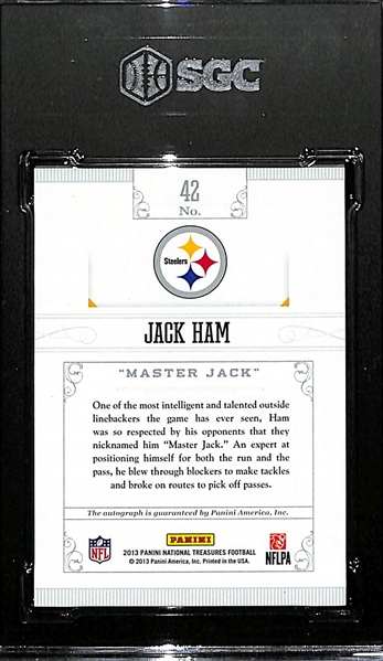 2013 National Treasures Jack Ham Notable Nicknames Autograph Graded SGC 9 (#/25)