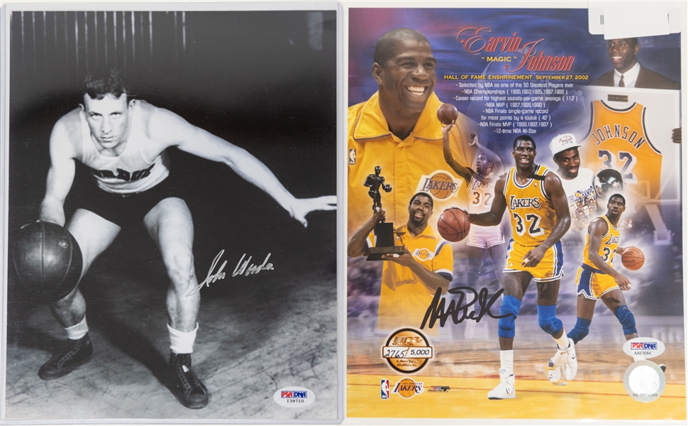 (6) Autographed Basketball Photos (John Wooden, Magic Johnson, Amare Stoudemire, Kevin Love, Doug McDermott, Gordon Hayward) - All JSA or PSA/DNA COAs