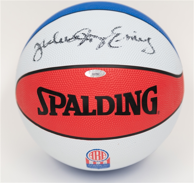 Julius Erving Signed Spalding Full Size ABA Style Basketball (TriStar Hologram) w. JSA Auction Letter