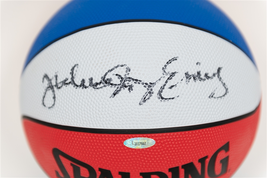 Julius Erving Signed Spalding Full Size ABA Style Basketball (TriStar Hologram) w. JSA Auction Letter