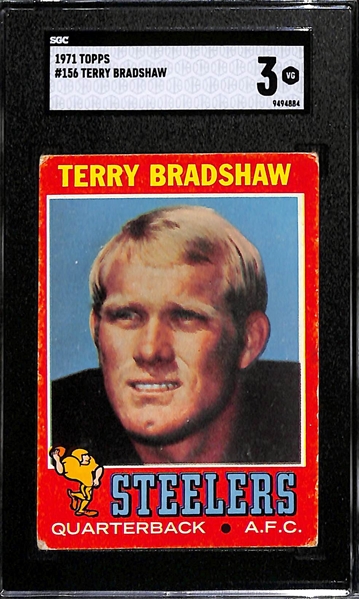 1971 Topps Terry Bradshaw Rookie Card #156 Graded SGC 3