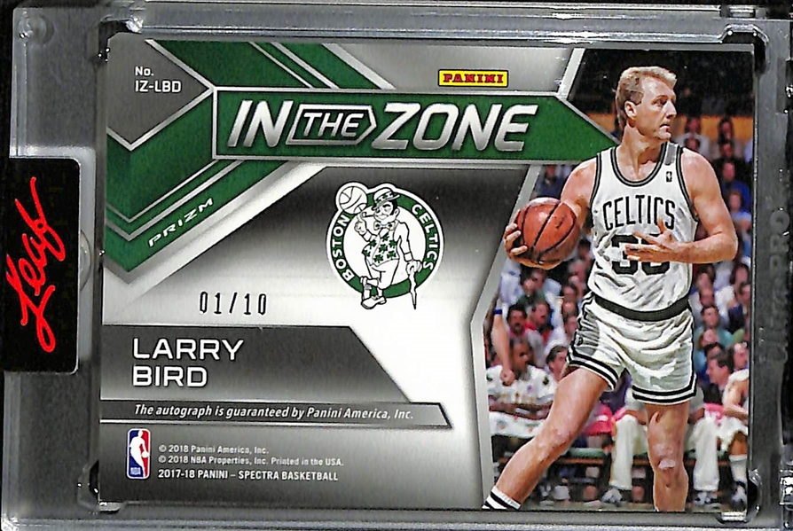 2017-18 Panini Spectra Larry Bird Autographed In the Zone Insert Card (Gold Version) #1/10