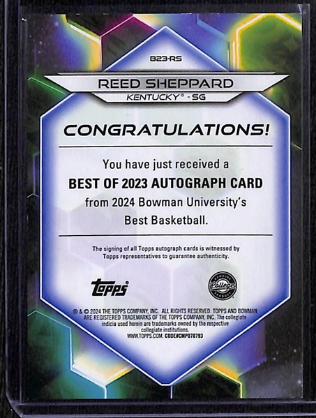 2024 Bowmans Best University Reed Sheppard Rookie Autograph Green (#/15)