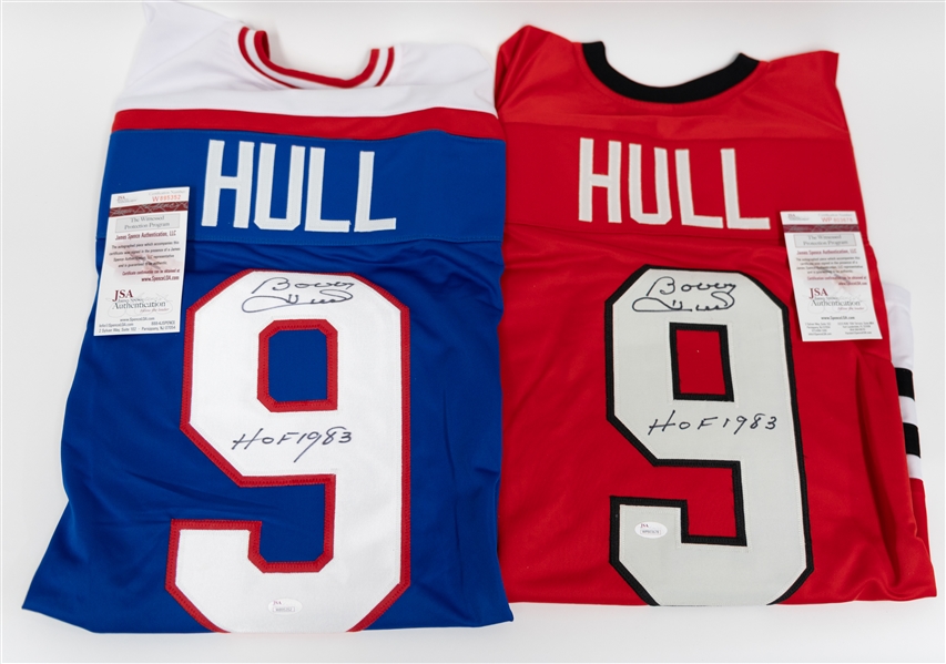Lot of (2) Bobby Hull Signed Jerseys (Chicago Blackhawks and Winnipeg Jets) - Both w. JSA COA