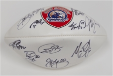 Tom Brady, Jim Kelly, & Others Signed QB Challenge Football (JSA Auction Letter)