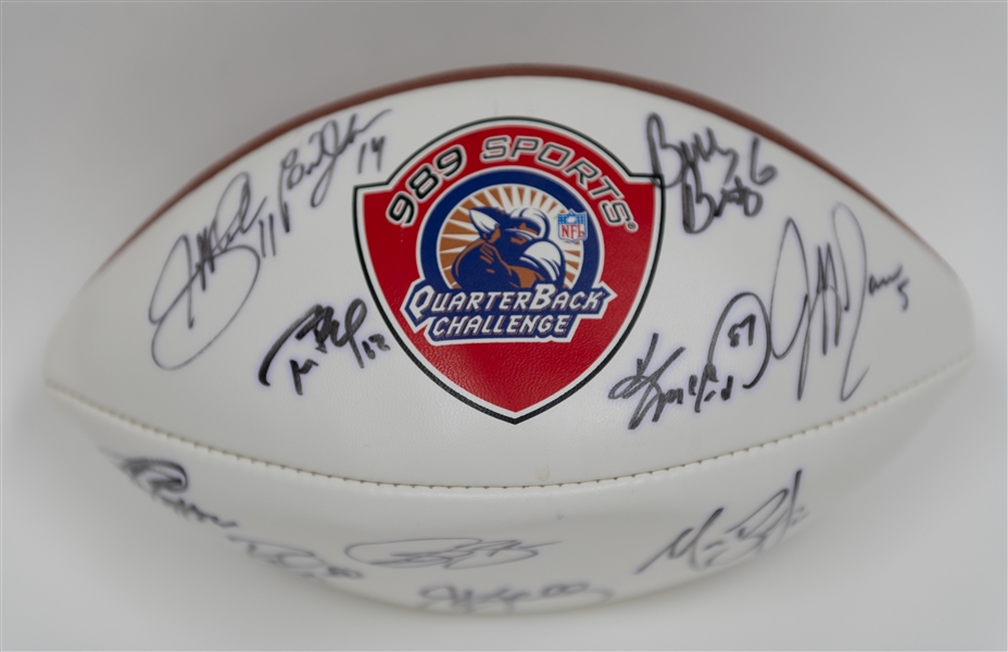 Tom Brady, Jim Kelly, & Others Signed QB Challenge Football (JSA Auction Letter)