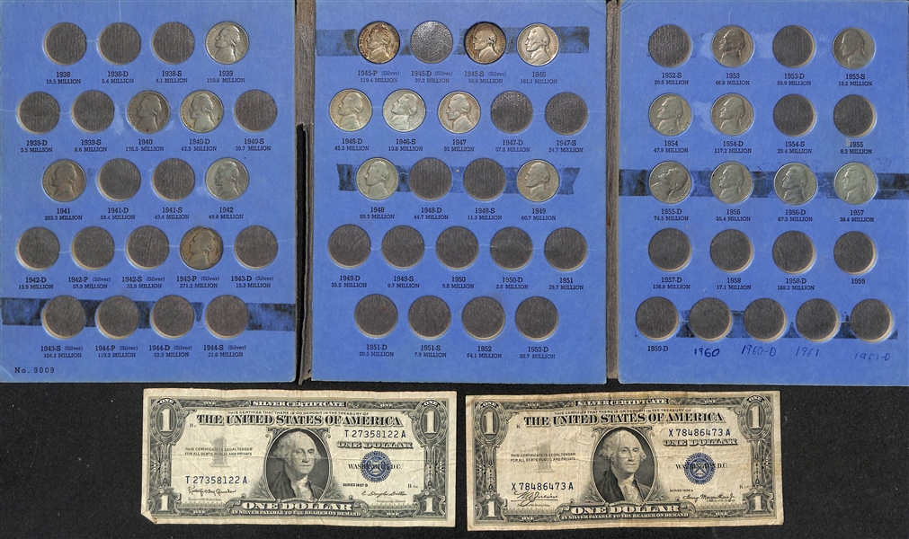  Assorted Lot of US Coins & Currency from 1909-1976 w. (3) Uncirculated Silver Bicentennial Sets from 1976