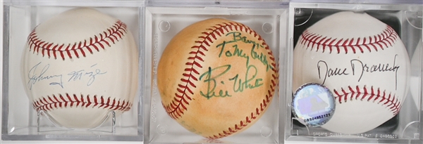 (10) Signed Baseballs w. Johnny Mize, Gil McDougal, Dick Groat, Dave Dravecky, Bill White (Personalized), Tom Herr, + (JSA Auction Letter)