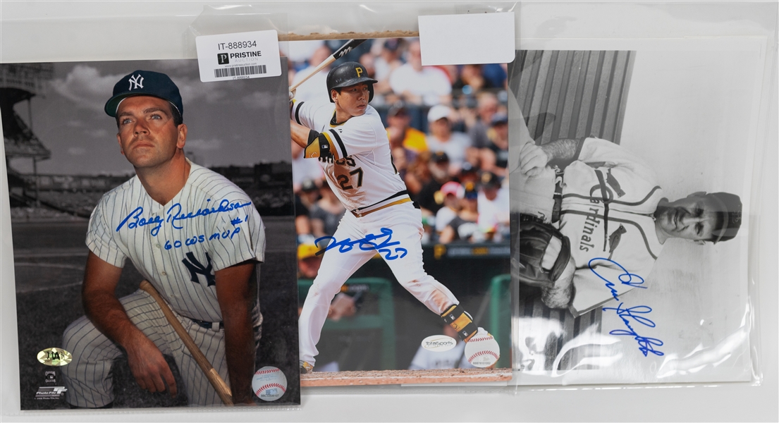 Lot of (21) Signed 8x10 Baseball Photos w. Nolan Ryan, Eddie Mathews, Lou Burdette, Enos Slaughter, Bobby Richardson, + (JSA Auction Letter)