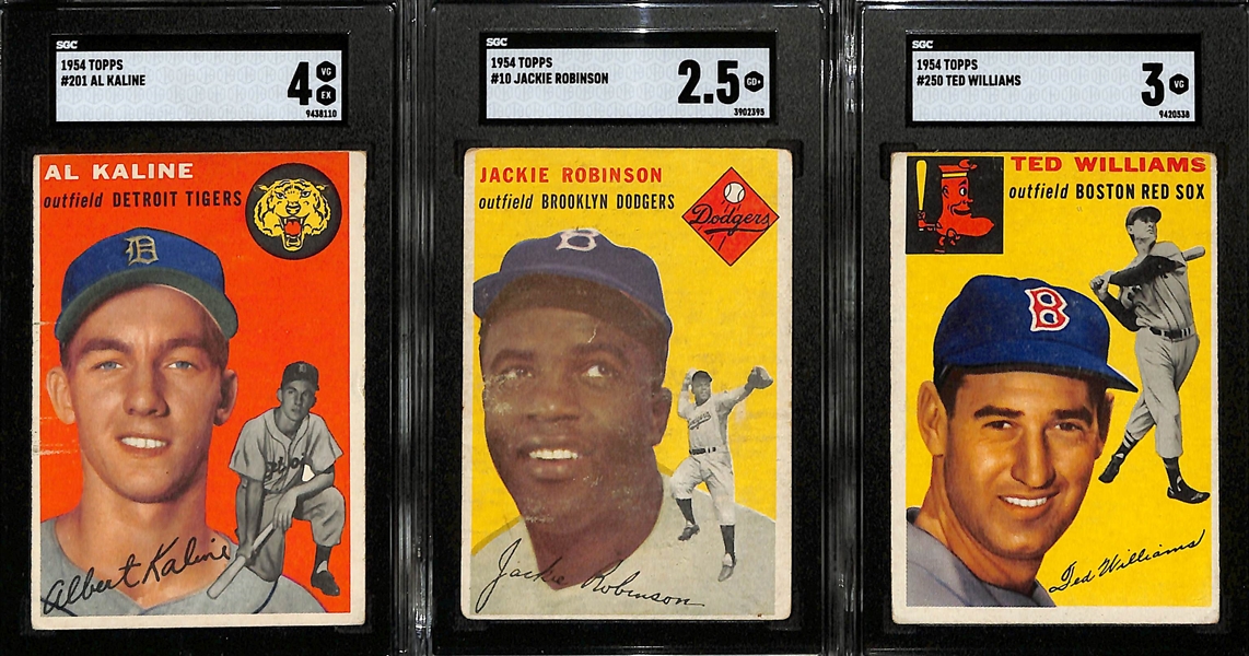 1954 Topps Complete Baseball Card Set (All 250 Cards) w. Hank Aaron, Al Kaline, & Ernie Banks Rookie Cards (Includes 6 SGC Graded Cards!)