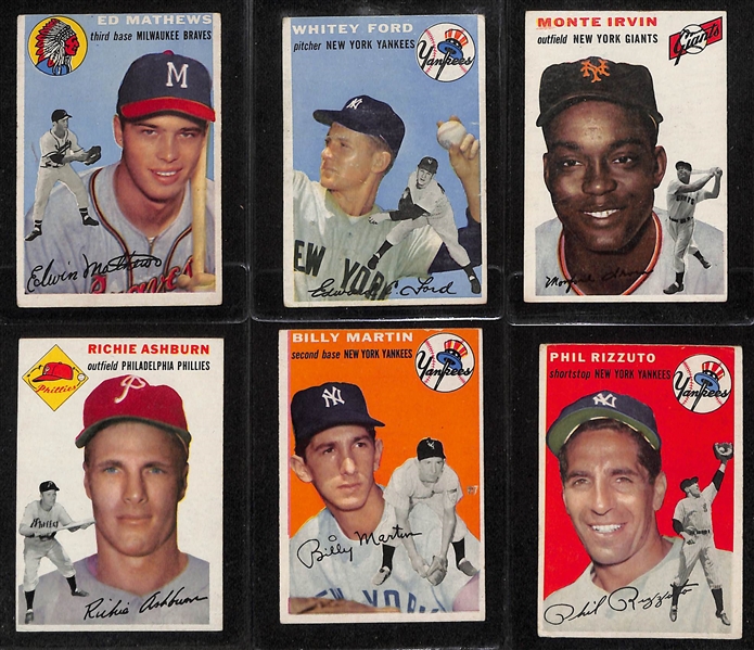 1954 Topps Complete Baseball Card Set (All 250 Cards) w. Hank Aaron, Al Kaline, & Ernie Banks Rookie Cards (Includes 6 SGC Graded Cards!)