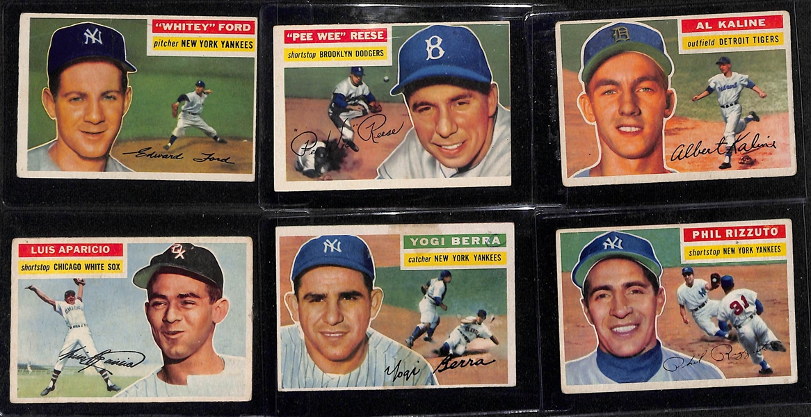 1956 Topps Complete Baseball Card Set w. Mickey Mantle, Roberto Clemente, Sandy Koufax, Willie Mays, and Many Other Star & Rookie Cards (Includes 6 SGC Graded Cards)