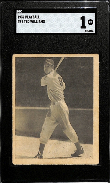 1939 Play Ball Ted Williams Rookie Card #92 Graded SGC 1 - The Card Presents Much Better Than the Grade