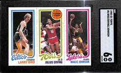 1980-81 Topps Larry Bird & Magic Johnson Rookie Card (w. Julius Erving) Graded SGC 6 EX-NM
