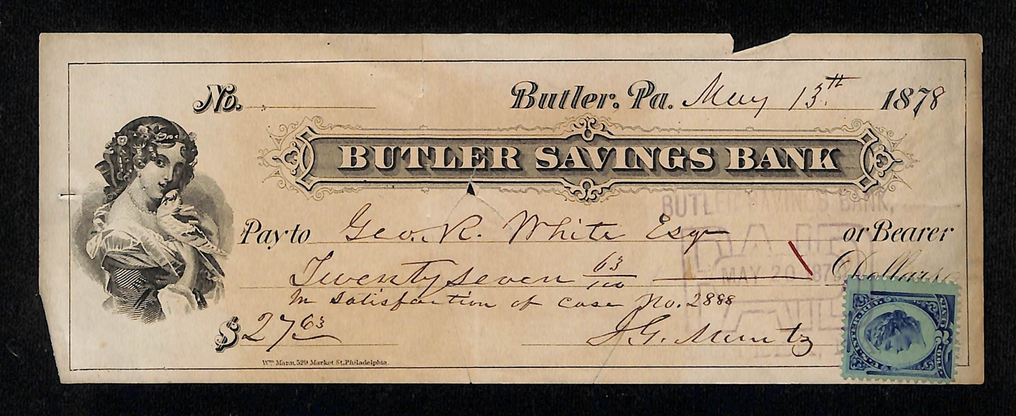 Lot of (3) Pre-Civil War Bank Notes (2) $5 & (1) $2 - Famers Bank of Lancaster/Bank of Commerce/Mononcahela Valley Bank