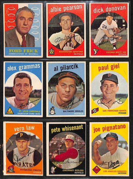 Lot Of 162 Different 1959 Topps Baseball Cards w. Mays