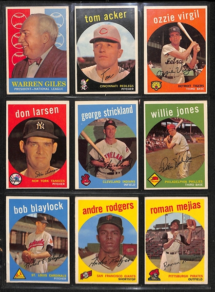 Lot Of 162 Different 1959 Topps Baseball Cards w. Mays