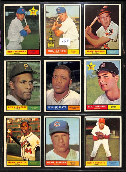 Lot Of 324 Different 1961 Topps Baseball Cards w. Clemente