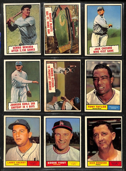 Lot Of 324 Different 1961 Topps Baseball Cards w. Clemente