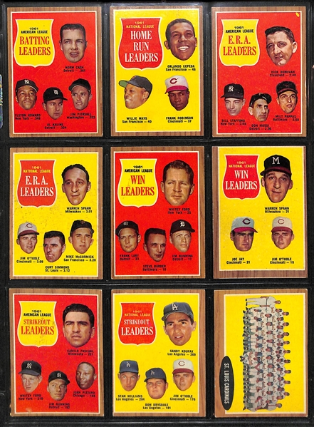 Lot Of 200 Different 1962 Topps Baseball Cards w. Banks