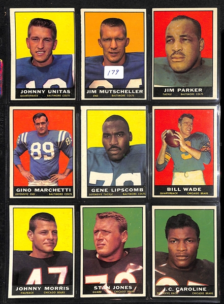 Lot Of 93 Different 1961 Topps Football Cards w. Unitas