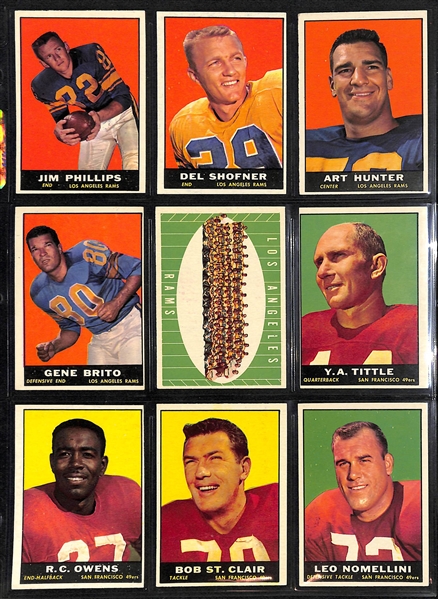 Lot Of 93 Different 1961 Topps Football Cards w. Unitas