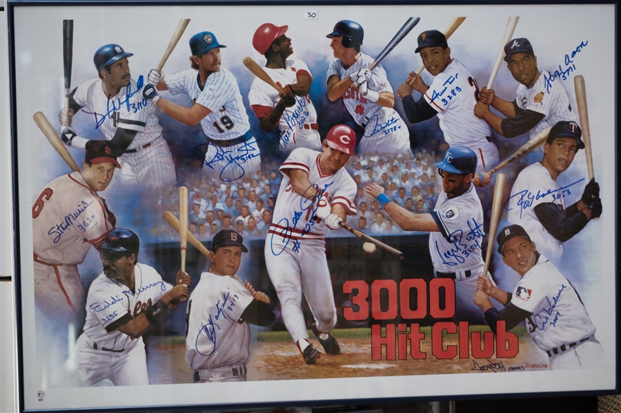 3000 Hit Club Signed Poster W/ Hank Aaron & Willie Mays - JSA