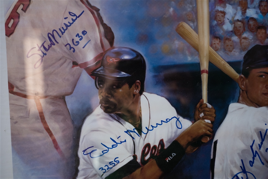 3000 Hit Club Signed Poster W/ Hank Aaron & Willie Mays - JSA