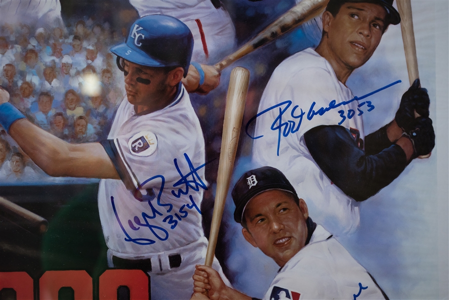 3000 Hit Club Signed Poster W/ Hank Aaron & Willie Mays - JSA