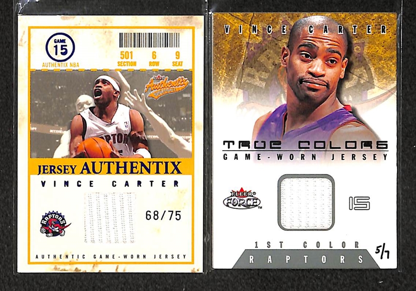 Lot Of 8 Vince Carter Low Numbered Relic Cards