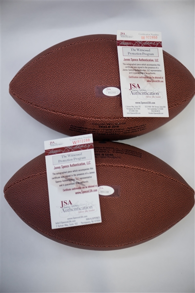 Andre Reed & Lydell Mitchell Signed and Inscribed Footballs - JSA