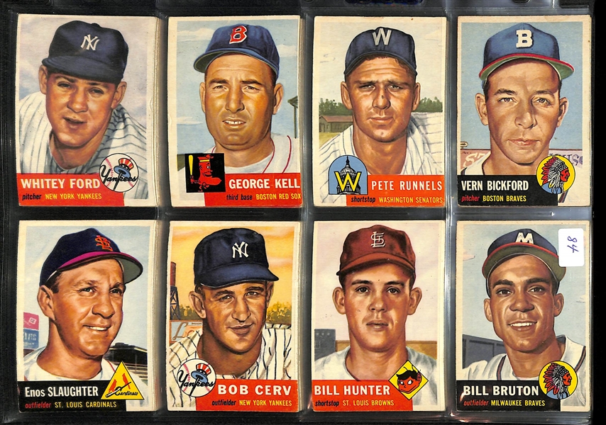 1953 Topps Lot Of 44 Vintage Cards W/ Whitey Ford