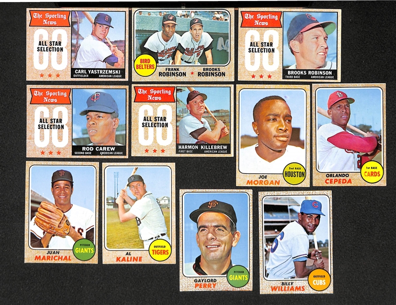 Lot Of 280 Different 1968 Topps Baseball Cards