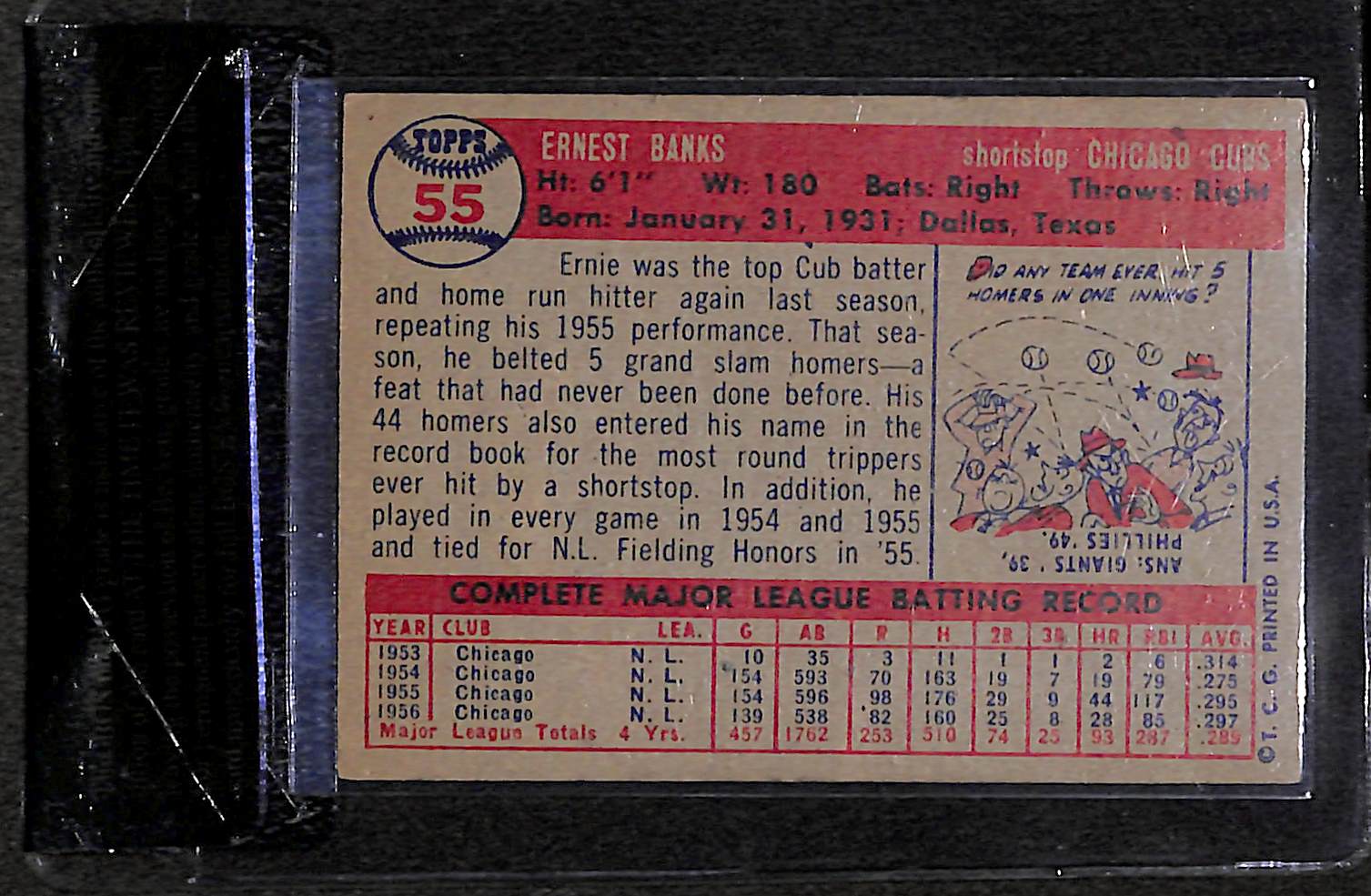 Lot Detail - 1957 Topps Ernie Banks #55 Card - BVG 6.0