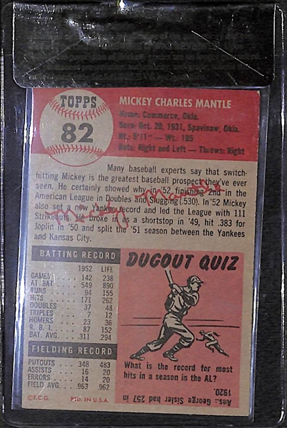 1953 Topps Mickey Mantle #82 Card BVG 6.0