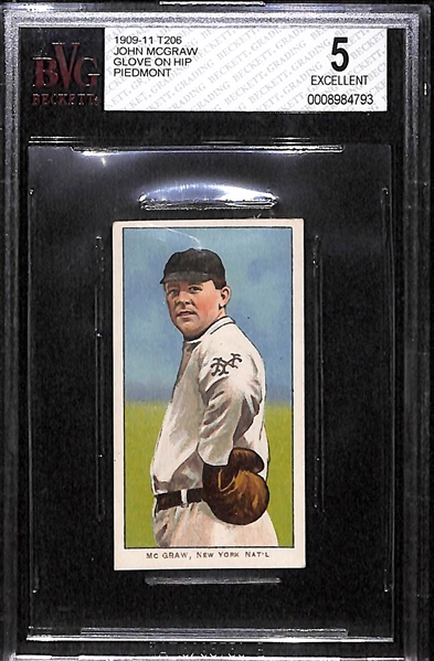 1909-11 T206 John McGraw - Glove At Hip - Piedmont Back - BVG 5 - Factory No 25 - HOF