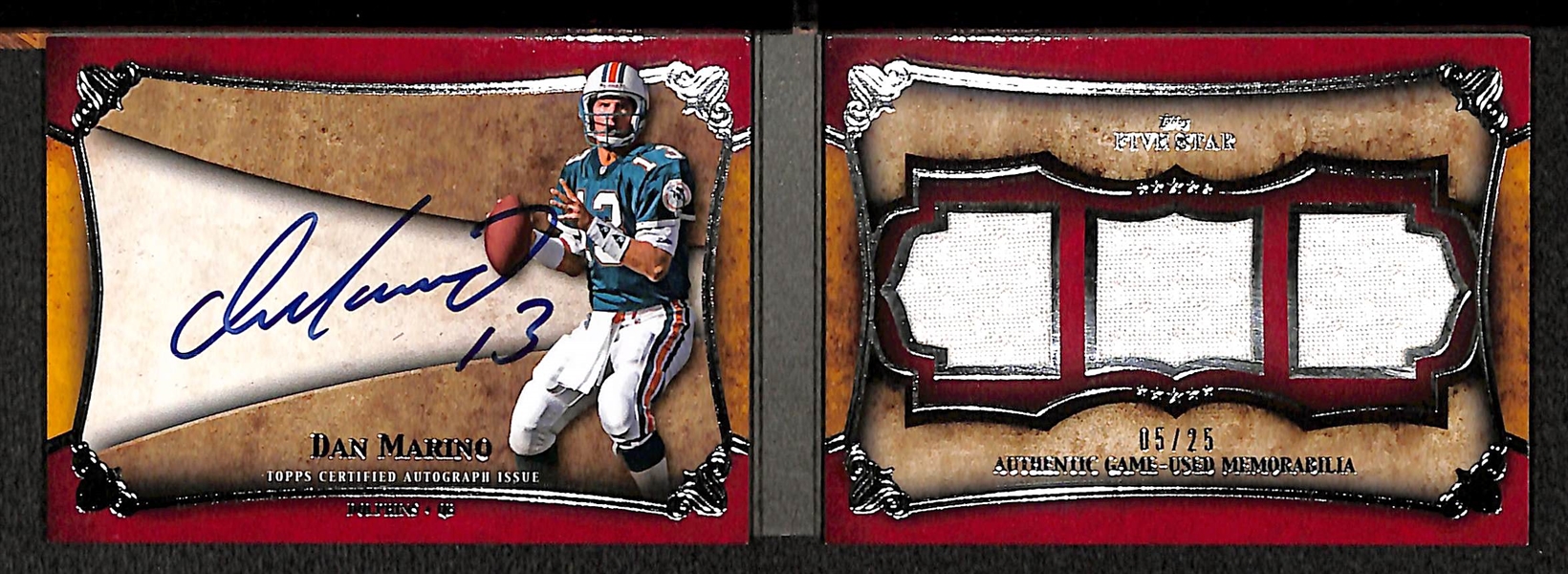 2011 Topps Five Star Dan Marino Autograph Jersey Booklet Card 5/25