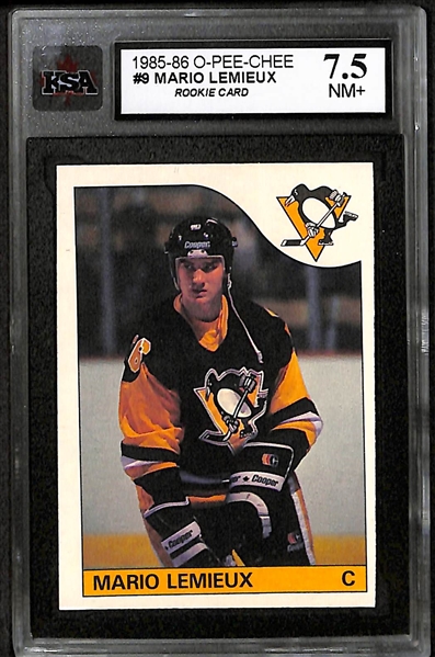 Lot Of 2 1985 OPC Mario Lemieux Graded Rookie Cards PSA 6 & 7.5