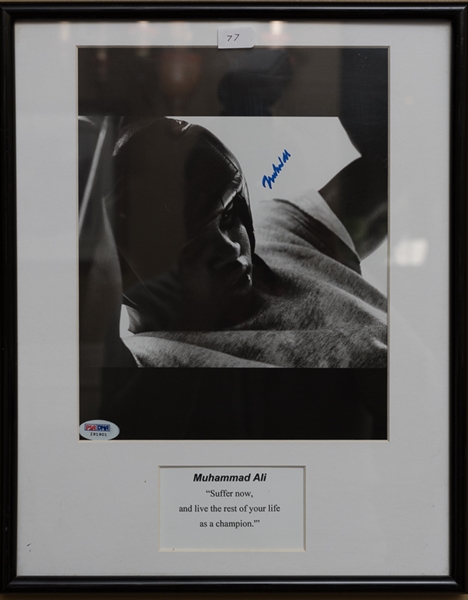 Muhammad Ali Signed and Matted 11 x 14 Portrait with Headgear - PSA/DNA