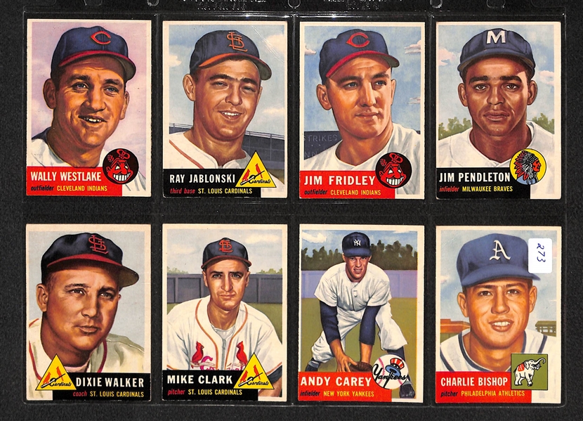 Lot Of 24 1953 Topps Baseball Cards w/ Stu Miller