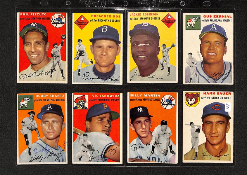 Lot Of 20 1954 Topps Baseball Cards w. Jackie Robinson