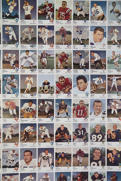 1961 Fleer Football Uncut Card Sheet Of 132 Cards w. 2 Jim Otto