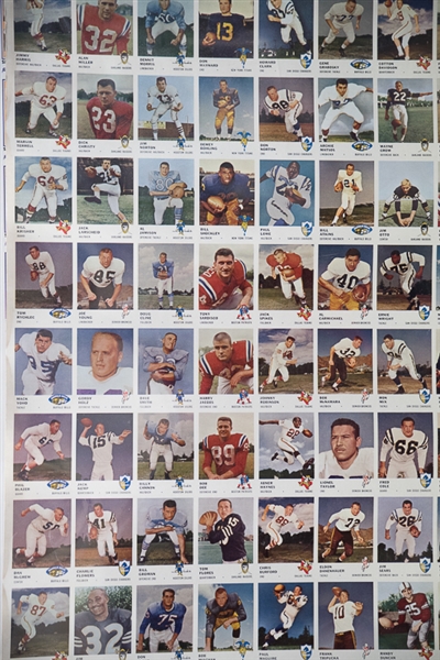 1961 Fleer Football Uncut Card Sheet Of 132 Cards w. 2 Jim Otto