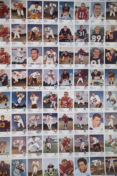 1961 Fleer Football Uncut Card Sheet Of 132 Cards w. 2 Jim Otto