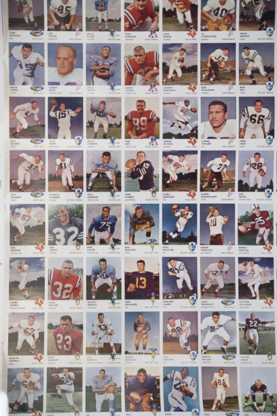 1961 Fleer Football Uncut Card Sheet Of 132 Cards w. 2 Jim Otto