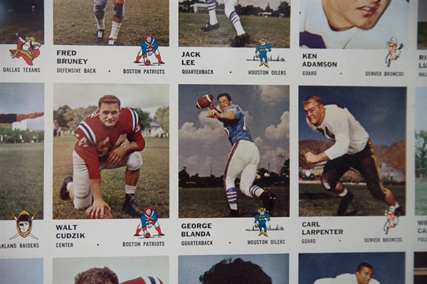 1961 Fleer Football Uncut Card Sheet Of 132 Cards w. 2 Jim Otto