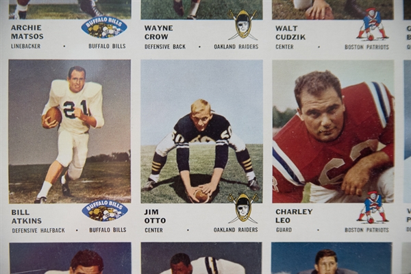 1961 Fleer Football Uncut Card Sheet Of 132 Cards w. 2 Jim Otto