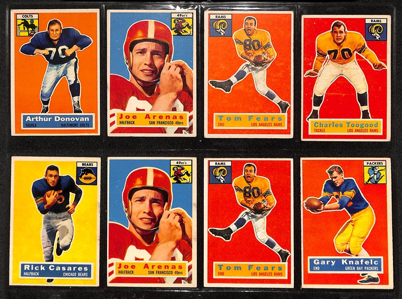 Lot Of 44 1956 Topps Football Cards w. Norm Van Brocklin, Creekmur, Christiansen, Bednarik, Donovan, Fears, More