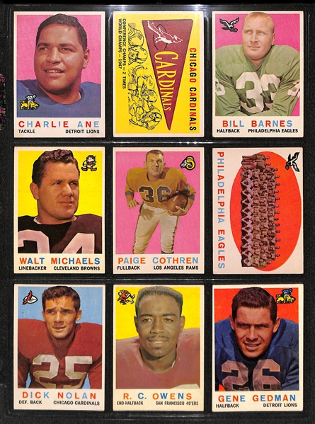 Lot Of 105 1959 Topps Football Cards w. Ollie Matson, Schmidt, Johnson, Jones, Parilli, Robustelli, Marchetti