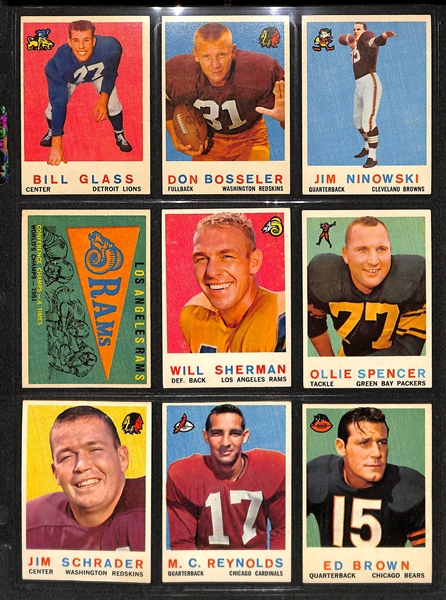 Lot Of 105 1959 Topps Football Cards w. Ollie Matson, Schmidt, Johnson, Jones, Parilli, Robustelli, Marchetti